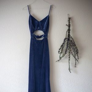 Windsor blue velvet maxi gown prom dress